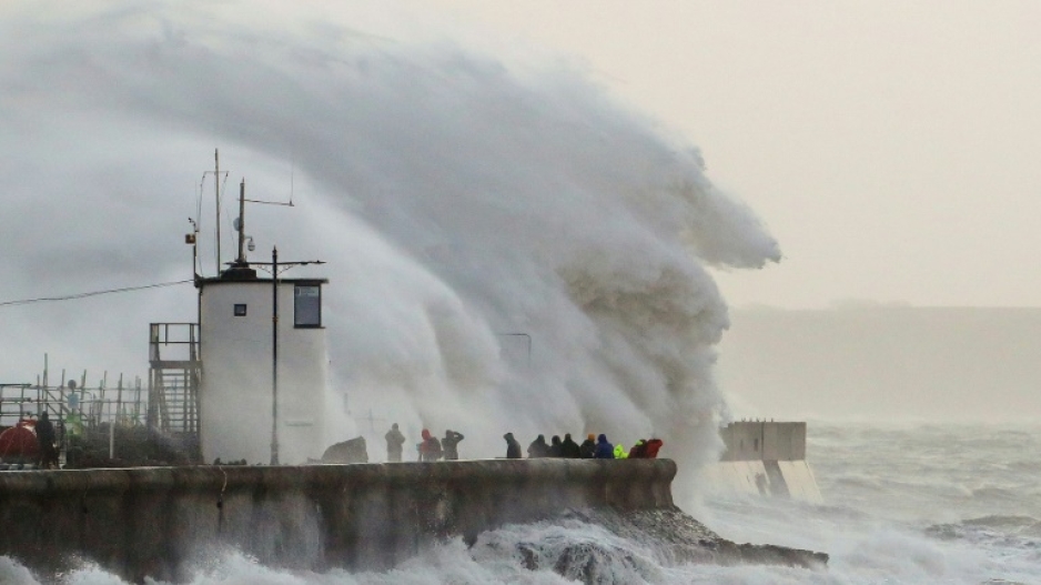 Storm Eunice brought warnings for people in southern Britain to stay indoors, and particularly avoid the coasts