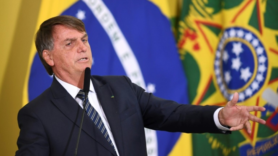 Brazilian President Jair Bolsonaro, pictured on March 25, 2022, was stabbed in the abdomen during the 2018 presidential campaign leaving him with repeat health problems