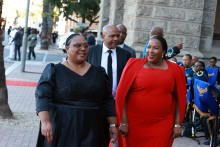 Speaker Thoko Didiza arrives at Parliamentary Precinct ahead of the SONA. GCIS