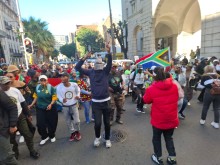 Protesters gathering in Cape Town. eNCA/Nobesuthu Hejana