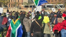 Protesters gathering in Pretoria. eNCA/Naomi Kobbie
