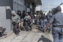 Outside the Department of Home Affairs Refugee Reception Centre on Che Guevara Road in Durban. AFP