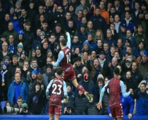 Emiliano Buendia (centre) scored the winner as Aston Villa beat Everton 1-0
