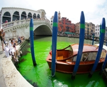 It is not the first time the Grand Canal has been turned green.