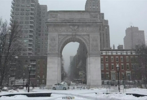 New York's Washington Square Park turns into winter wonderland