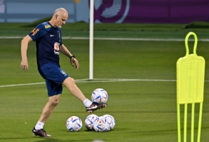 (FILES) Claudio Taffarel, now Brazil's goalkeeping coach, at a training session in Doha