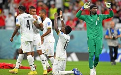 File: Ghana's players including Ghana's goalkeeper #01 Lawrence Ati Zigi (R) react after the Qatar 2022 World Cup Group H football match between South Korea and Ghana at the Education City Stadium in Al-Rayyan, west of Doha, on November 28, 2022.