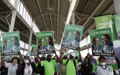 File: ActionSA supporters at the Old Park Station in Johannesburg, on September 22, 2021. PHILL MAGAKOE / AFP