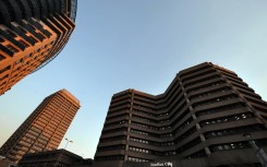 A general view of Sandton city buildings and hotels is seen on May 18, 2010 at Sandton City in Johannesburg, South Africa. Sandton city is the main commercial and shopping hub of Johannesburg. 