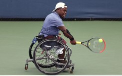 Donald Ramphadi strides to a tennis court baking in Pretoria heat, as he gets ready for a practice session on the Tuks High Performance Centre court.