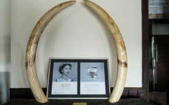 Memorabilia of Queen Elizabeth on display at the Treetops Lodge which has been shut because of the Covid pandemic 