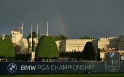 A Union flag flies at half mast after the announcement of the death of Queen Elizabeth II, on day 1 of the European PGA Championship at Wentworth Golf Club, south-west of London