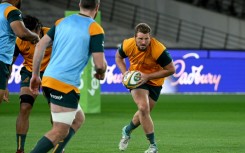 Australia skipper James Slipper with the ball during the captains run in Melbourne