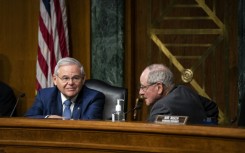 Senator Bob Menendez (left) and Senator Jim Risch, the top Democrat and Republican respectively on the Senate Foreign Relations Committee, in April 2022