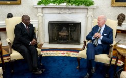 US President Joe Biden meets with South African President Cyril Ramaphosa in the Oval office of the White House