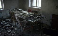 A destroyed guest house in the Armenian border town of Jermuk on September 15, 2022