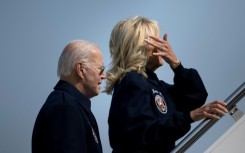 US President Joe Biden and First Lady Jill Biden board Air Force One en route to London to attend the funeral of Queen Elizabeth II