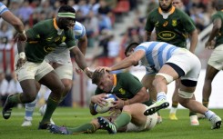 South Africa hooker Malcolm Marx (centre) scored two tries in the Springboks' 36-20 victory over Argentina in a pulsating contest in Buenos Aires