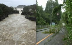 Japan: Swollen river and debris on roads after Typhoon Nanmadol
