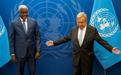 Chairperson of the African Union Commission Moussa Faki Mahamat  meets with United Nations Secretary-General Antonio Guterres 