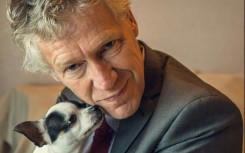 Emmanuel Mignot, professor of sleep medicine at Stanford University, and his narcoleptic dog, Watson