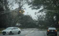 Waves pound the shoreline at popular snorkelling spot Church Bay, Bermuda, ahead of Hurricane Fiona on September 22, 2022