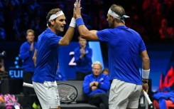 Roger Federer (left) teamed up with Rafael Nadal at the Laver Cup in London 
