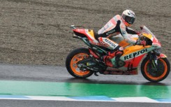 Marc Marquez in action at Motegi in the wet