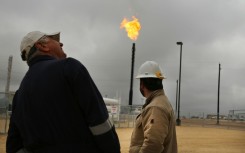 Flared natural gas is burned off at Apache Corporations operations at the Deadwood natural gas plant in the Permian Basin in 2015