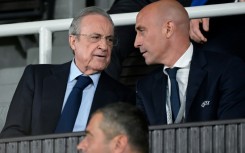 Real Madrid President Florentino Perez (left)