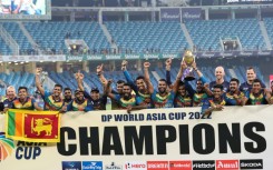 Sri Lanka celebrate their Asia Cup win