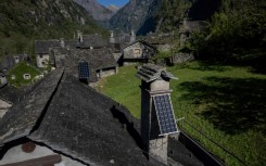 A solar panel on a chimney in the Bavona valley