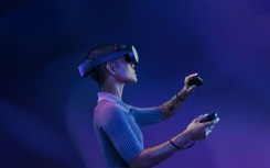 In this undated image courtesy of Meta Connect, a person experiences the new Meta Quest Pro VR headset