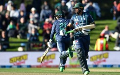 Iftikhar Ahmed (R) and Mohammad Nawaz sealed the win for Pakistan over New Zealand in Friday's T20 tri-series final in Christchurch