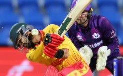 Zimbabwe's Sikandar Raza in action against Pakistan in Perth