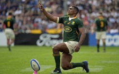 South Africa fly-half Damian Willemse prepares to take a kick at goal during a Rugby Championship victory over Argentina in Buenos Aires this season. 
