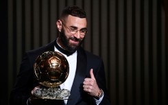 Karim Benzema with the Ballon d'Or on October 17