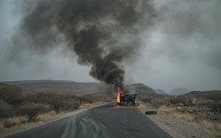 A truck carrying grains to Tigray and belonging to the World Food Programme burns in June