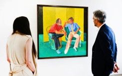 'The Conversation' by David Hockney, part of Paul Allen's art collection, on display at Christie's Los Angeles on October 12