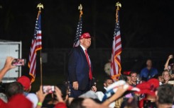 Former US President Donald Trump campaigns in Miami, Florida, during the 2022 midterm elections