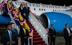 US Vice President Kamala Harris and Second Gentleman Doug Emhoff arrive in Bangkok to attend the Asia-Pacific Economic Cooperation (APEC) summit