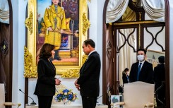US Vice President Kamala Harris meets with Thailand's Prime Minister Prayut Chan-o-cha at the Government House in Bangkok 