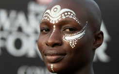 A fan is seen at the African premiere, in Lagos, Nigeria, of "Black Panther: Wakanda Forever" on November 6, 2022