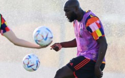 Belgium's Romelu Lukaku takes part in a World Cup training session