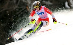 Wendy Holdener of Switzerland tied for first place with Anna Swenn-Larsson of Sweden in the women's slalom World Cup race at Killington on Sunday.