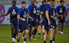 USA's players in training in Qatar on the eve of their Iran clash