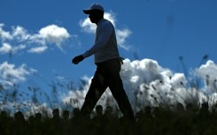 US golfer Tiger Woods walks from the 14th tee in the second round of the 150th Open Championship at St. Andrews
