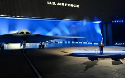 US Secretary of Defense Lloyd Austin speaks at the B-21 Raider unveiling ceremony in Palmdale, California on December 2, 2022