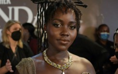 Actress Lupita Nyong'o speaks to the media before the African premiere of "Black Panther: Wakanda Forever" in Lagos, Nigeria on November 6, 2022