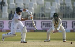 England's Liam Livingstone playing a shot during his first innings against Pakistan in Rawalpindi